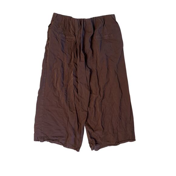 Women S Bombay & Paisley Brown Button Pants Cropped High Rise Palazzo Wide Leg - Picture 3 of 5